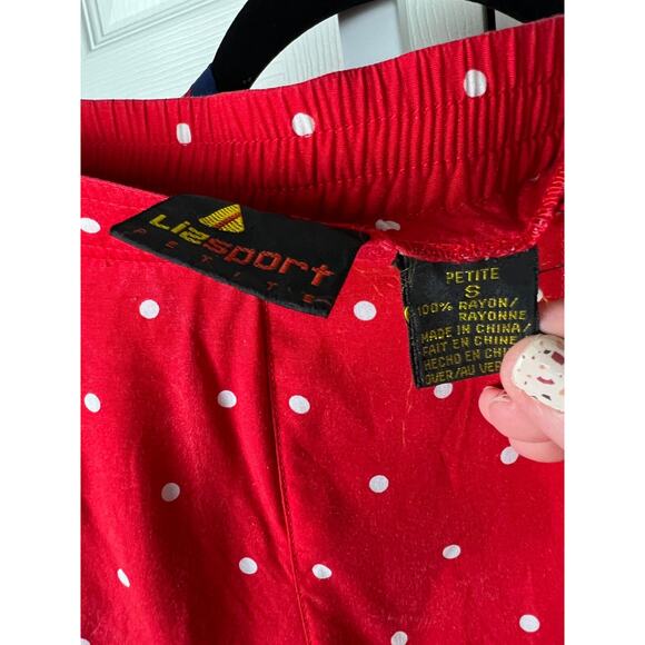 80s Lizsport Rayon Preppy Quiet Luxury Blouse Short Set Petite Small Red Blue - Picture 3 of 9